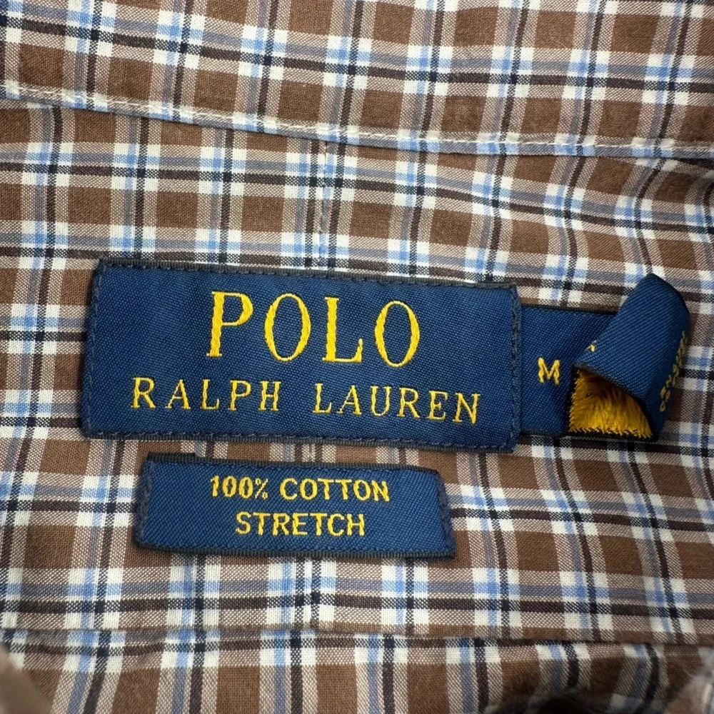 Polo Ralph Lauren Mens Medium Plaid Cotton Stretch Button Down Shirt